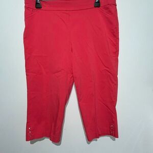 Counterparts Womens Red Flat Front Stretch High Rise Pull-On Capri Pants Size 12